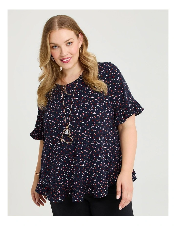 Salsa Luna Top in Navy Ditsy Print image 1