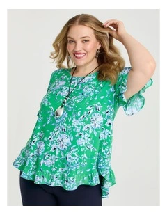 Salsa Luna Top in Mint Floral Print