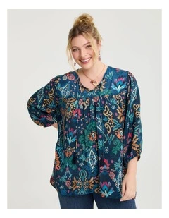 Natural Ornate Paisley Top in Print