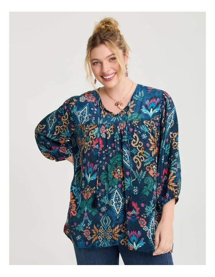 Natural Ornate Paisley Top in Print image 1