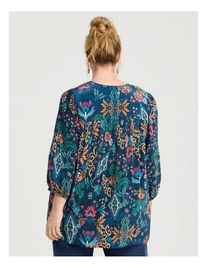 Natural Ornate Paisley Top in Print image 2