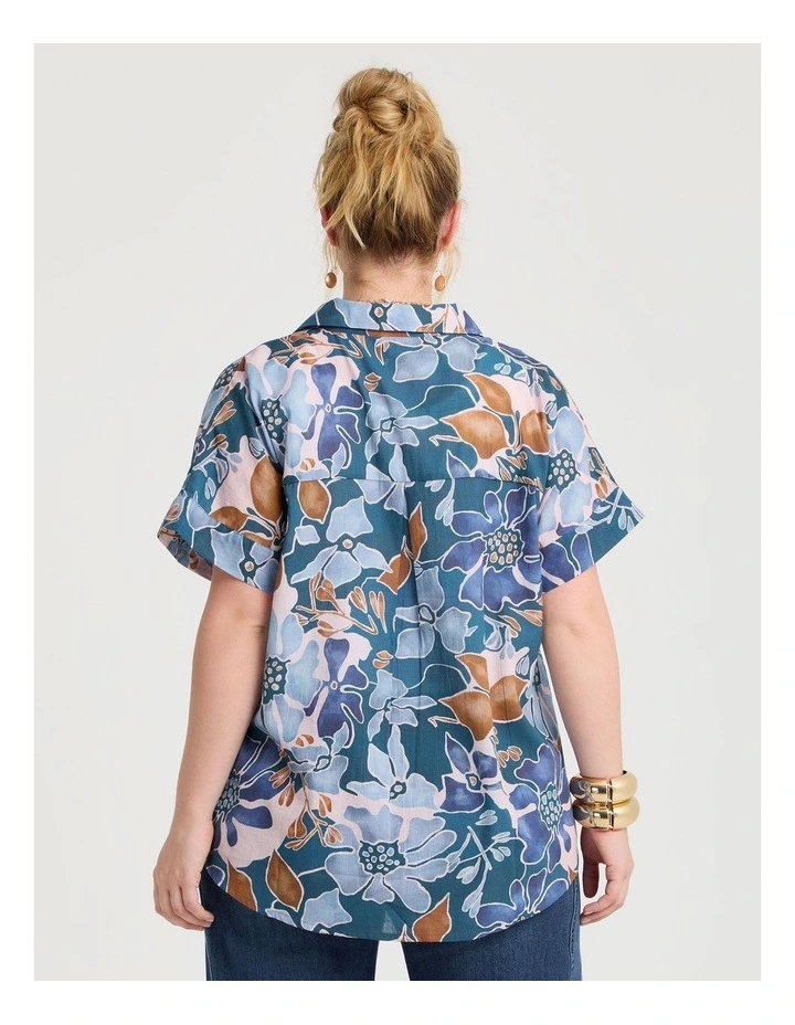 Cotton Floral Collared Top Print image 2