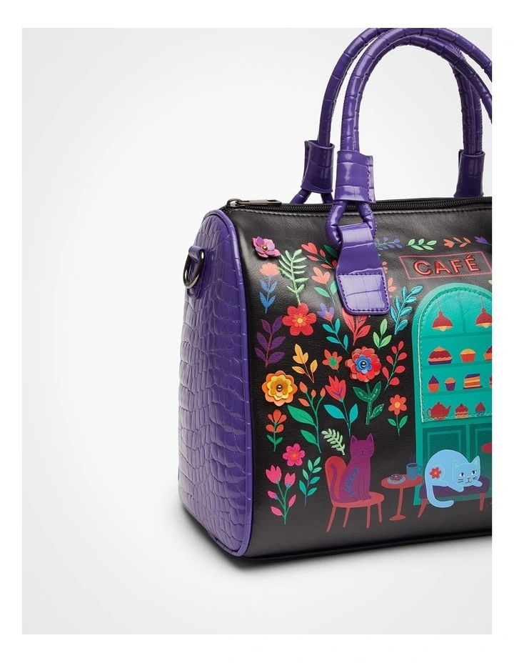 Cat Cafe Shoulder Bag in Multi image 4