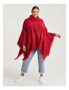 Check Poncho Red