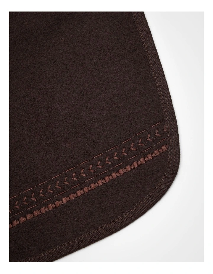 Embroidered Fur Tie Up Cape in Chocolate image 3
