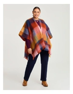 Warm Fuzzy Check Cape in Multi