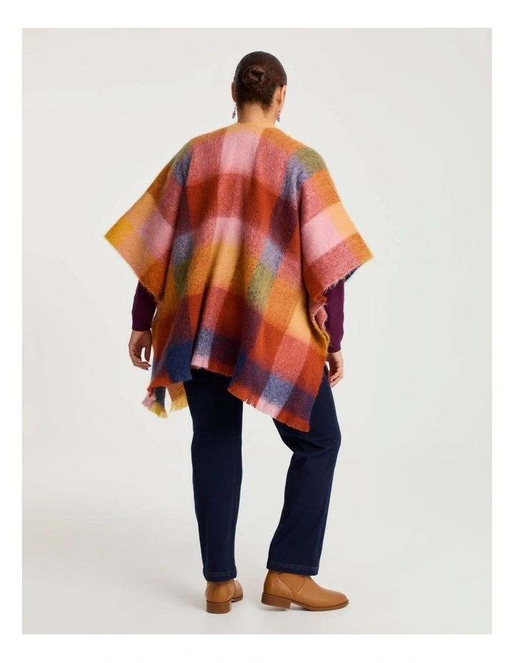 Warm Fuzzy Check Cape in Multi image 2