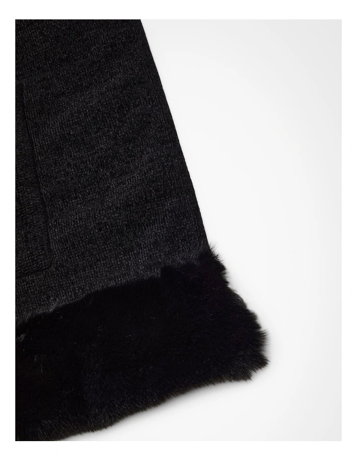 Hooded Fur Luxurious Cape in Black image 5