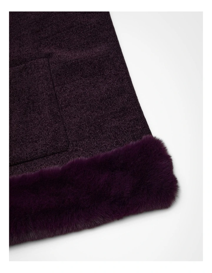 Hooded Fur Luxurious Cape in Purple image 5