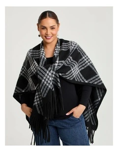 Black & White Plaid Cape Black/white