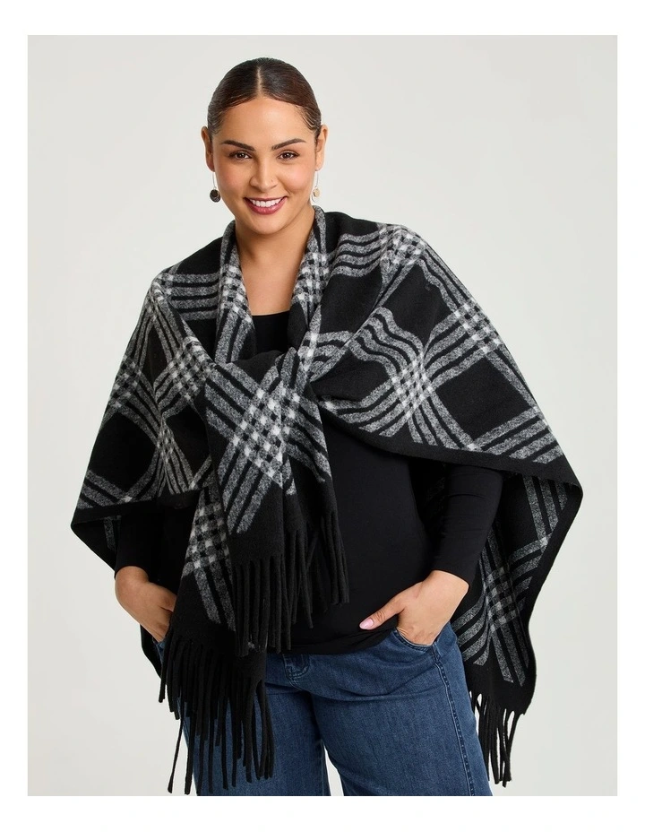 Black & White Plaid Cape Black/white image 1