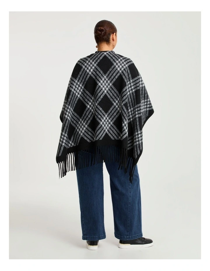 Black & White Plaid Cape Black/white image 2