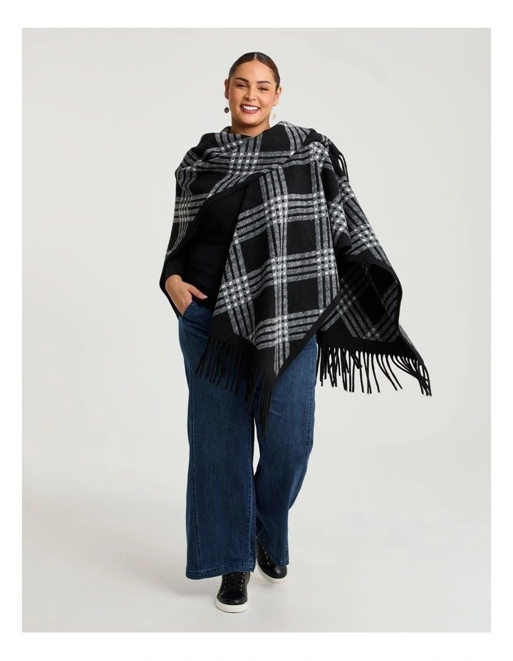 Black & White Plaid Cape Black/white image 3