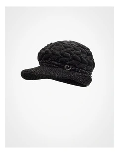 Lurex Thread Baker Boy Cap in Black