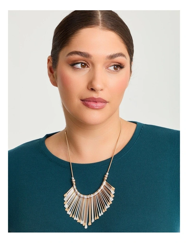 Bohemian Two Tone Paddle Necklace in Multi image 2