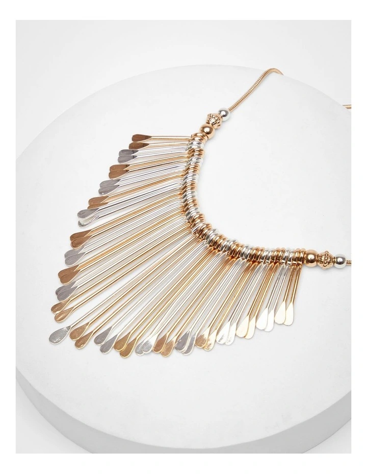 Bohemian Two Tone Paddle Necklace in Multi image 4