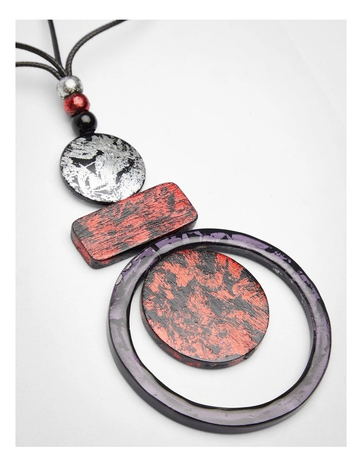 Geo Gong Necklace Red image 3