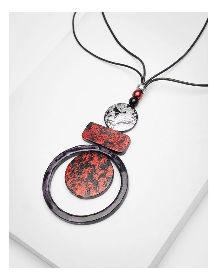 Geo Gong Necklace Red image 4