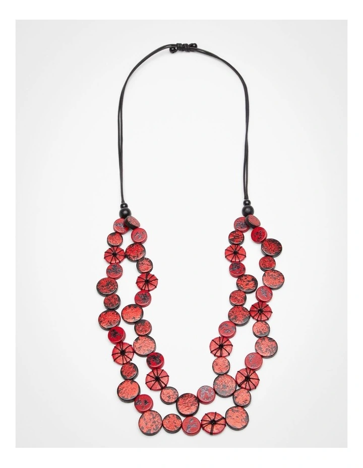 Resin Foil Statement Necklace Red image 1