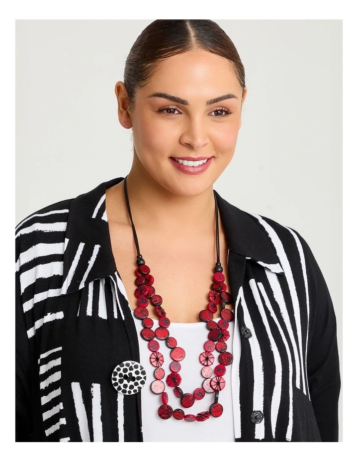 Resin Foil Statement Necklace Red image 2