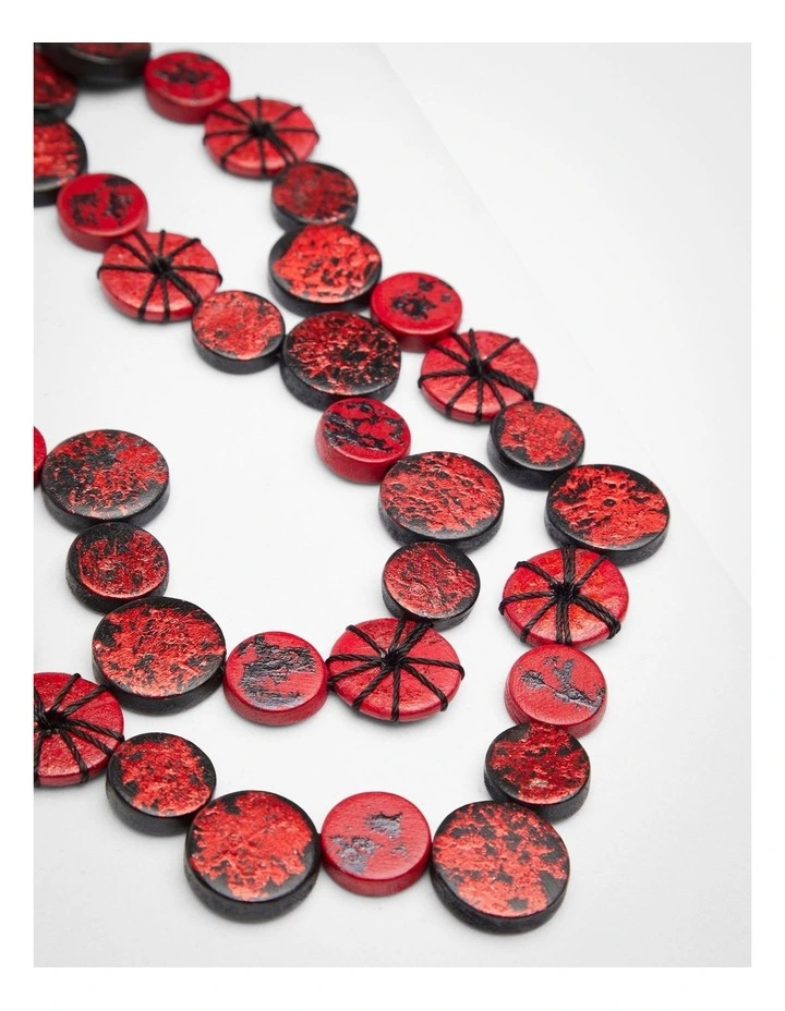 Resin Foil Statement Necklace Red image 3
