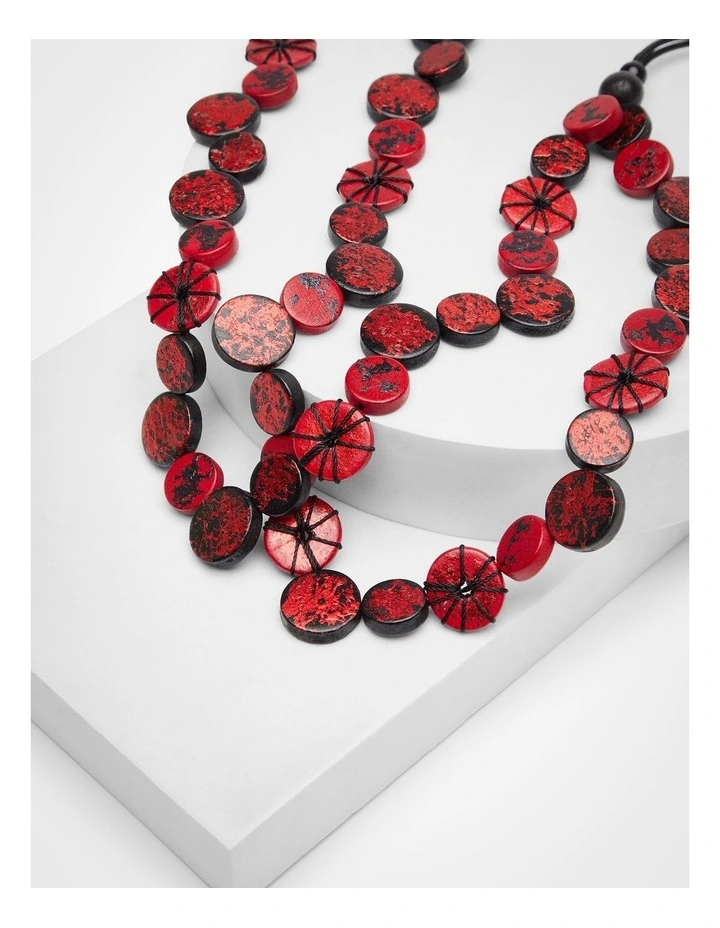 Resin Foil Statement Necklace Red image 4