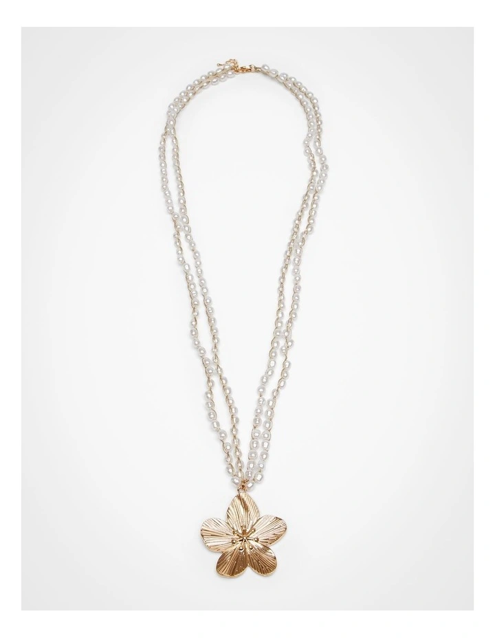 Pearl Flower Long Necklace Multi image 1