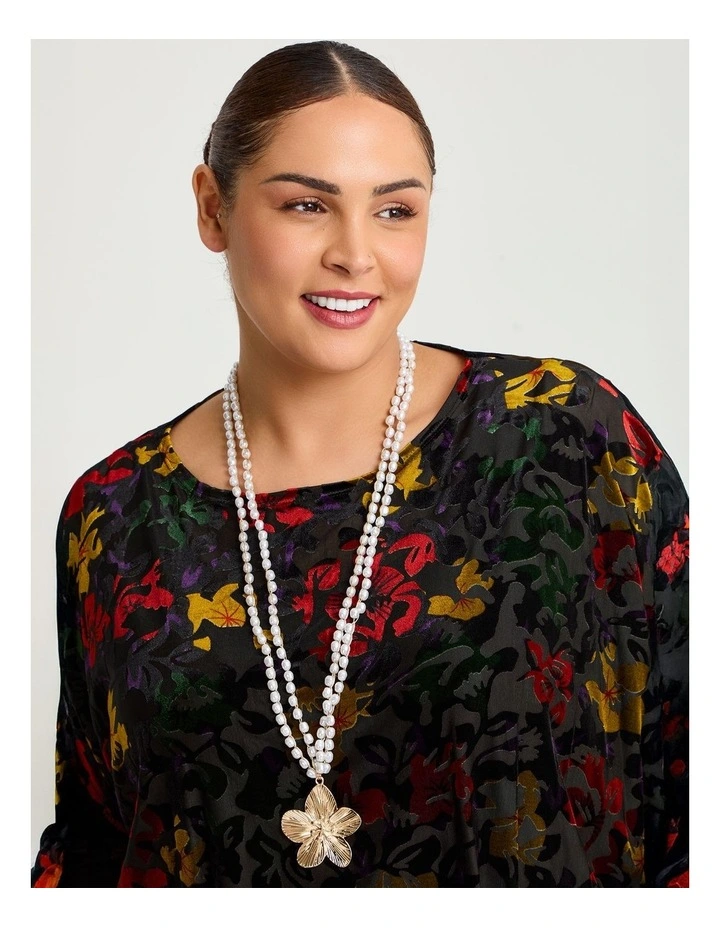 Pearl Flower Long Necklace Multi image 2