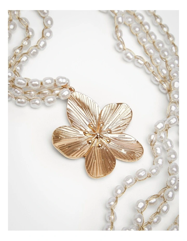 Pearl Flower Long Necklace Multi image 3