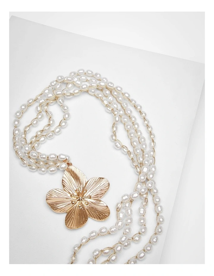 Pearl Flower Long Necklace Multi image 4