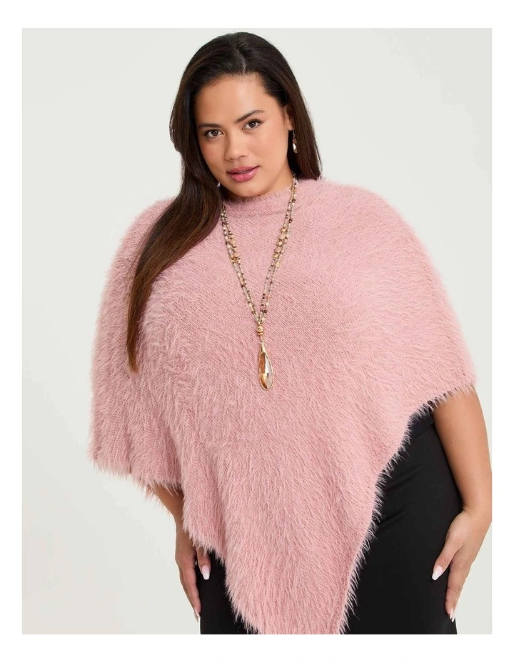 Fuzzy Poncho in Blush image 1