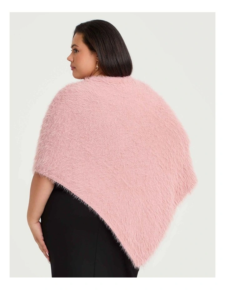 Fuzzy Poncho in Blush image 2