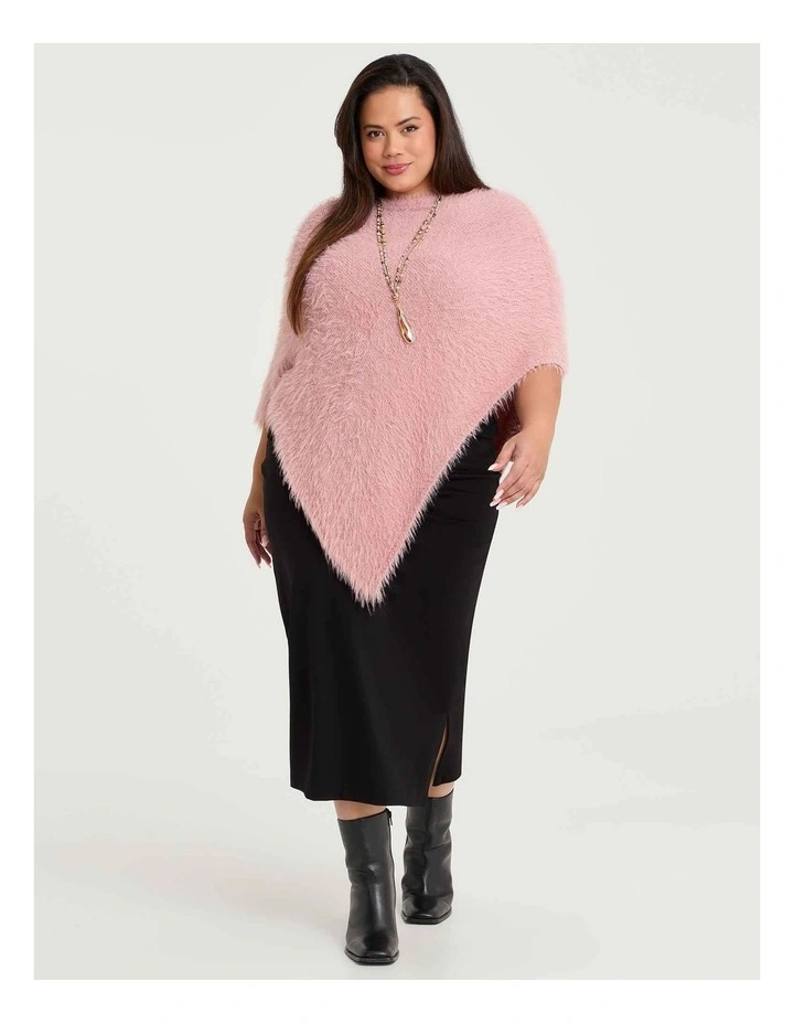 Fuzzy Poncho in Blush image 3