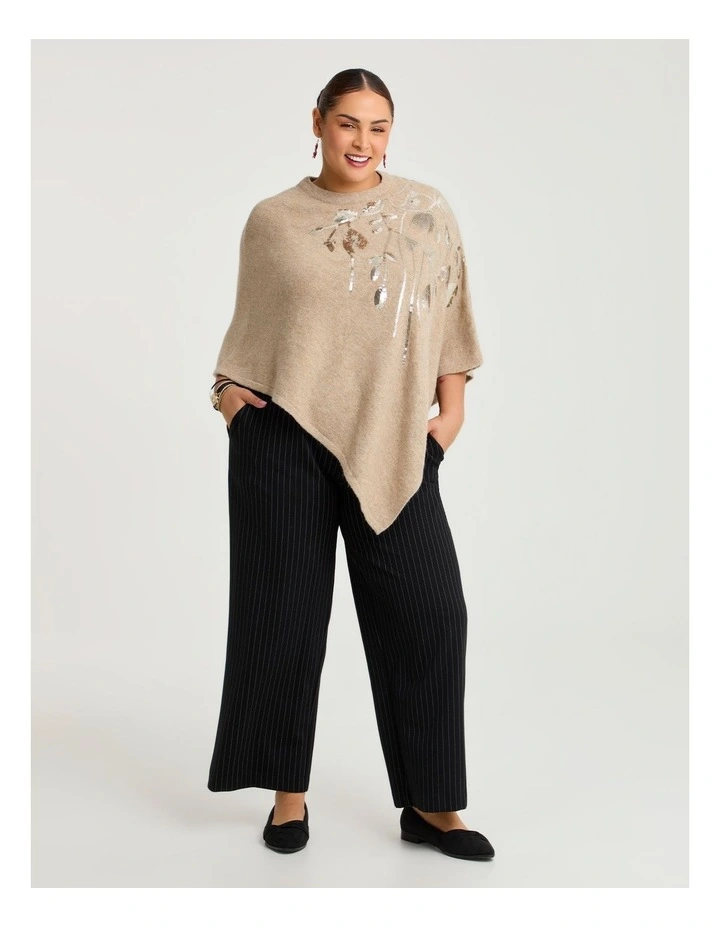 Sequin Glamour Poncho in Natural image 1
