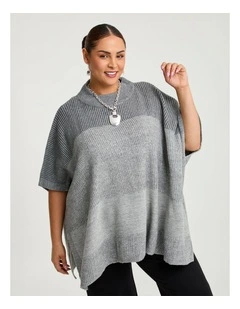 Grey Tones Relaxed Poncho Grey