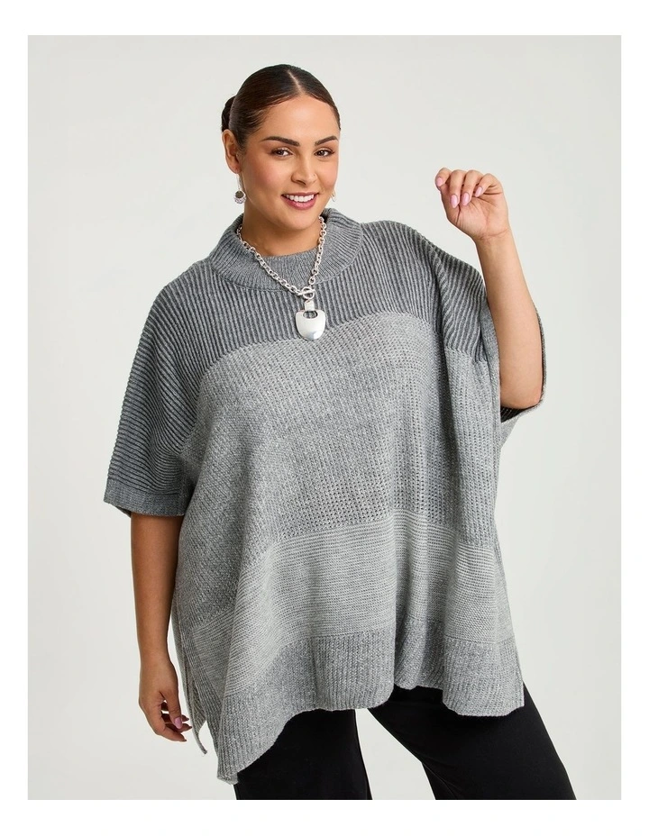 Grey Tones Relaxed Poncho Grey image 1