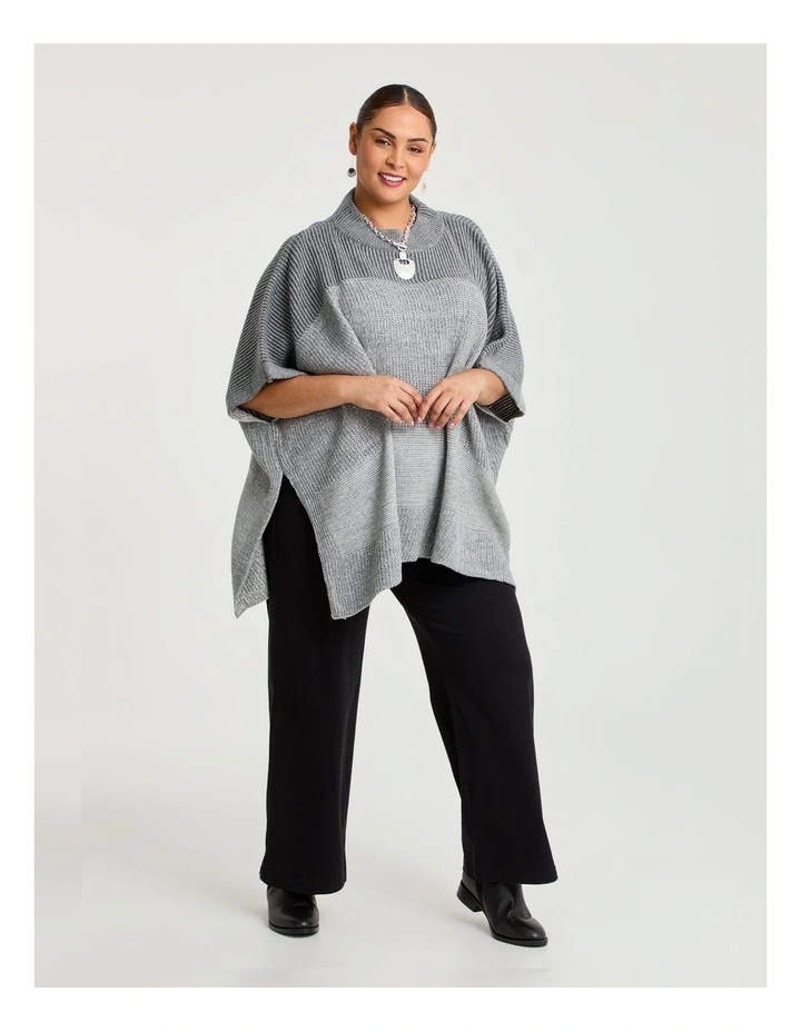 Grey Tones Relaxed Poncho Grey image 3