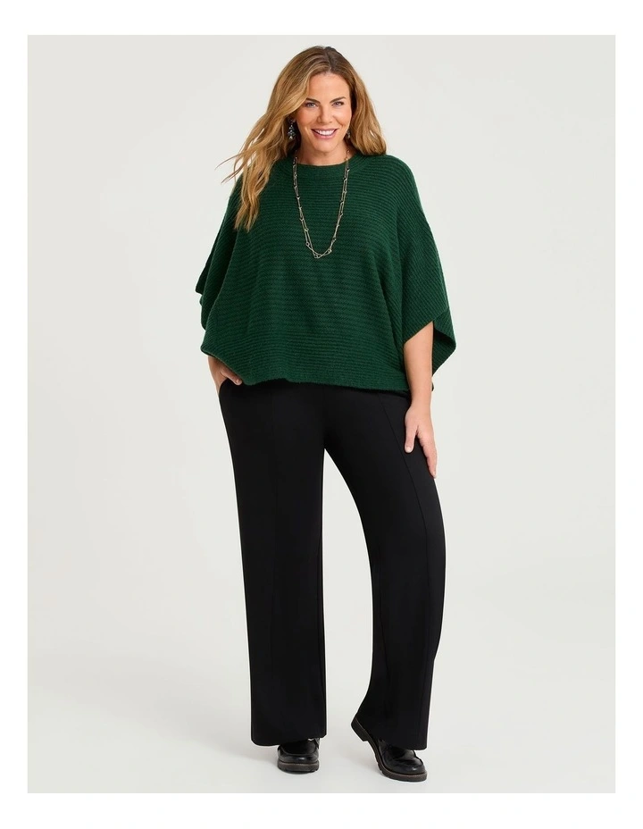 Easy Wear Ribbed Poncho in Green image 3