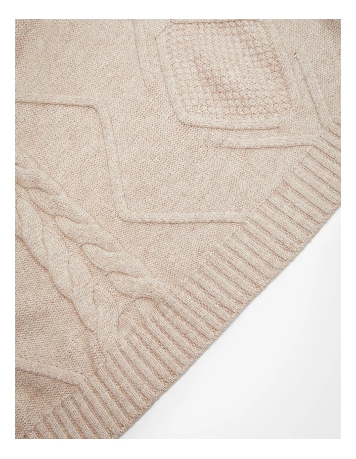 New Cable Relaxed Poncho in Natural image 5