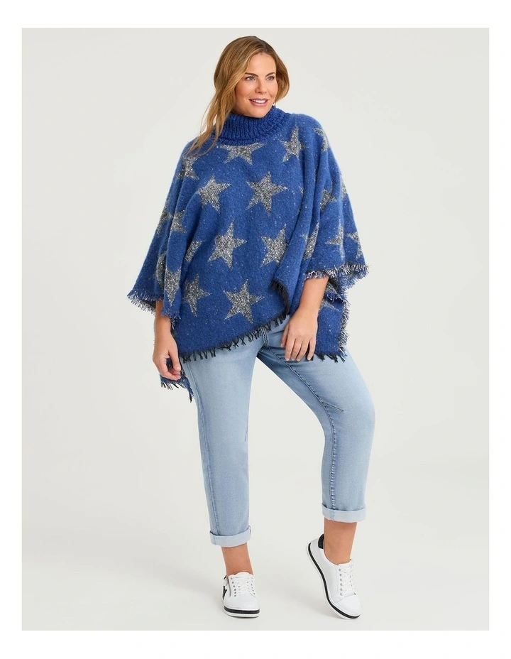 Star Sequin Poncho in Blue image 4