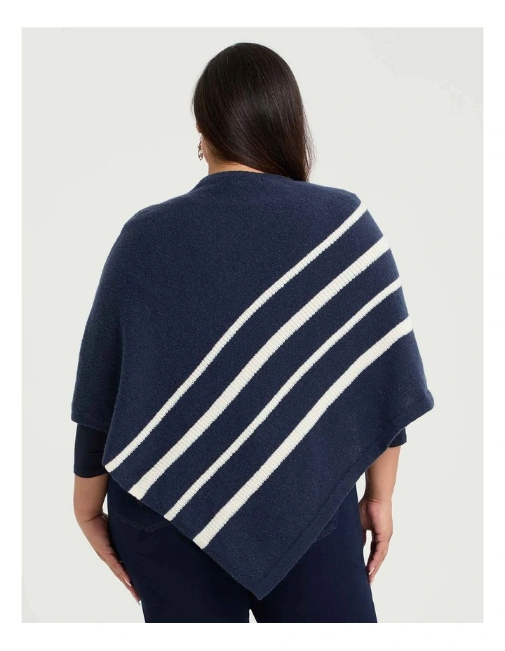 Casual Striped Poncho in Navy and White image 2
