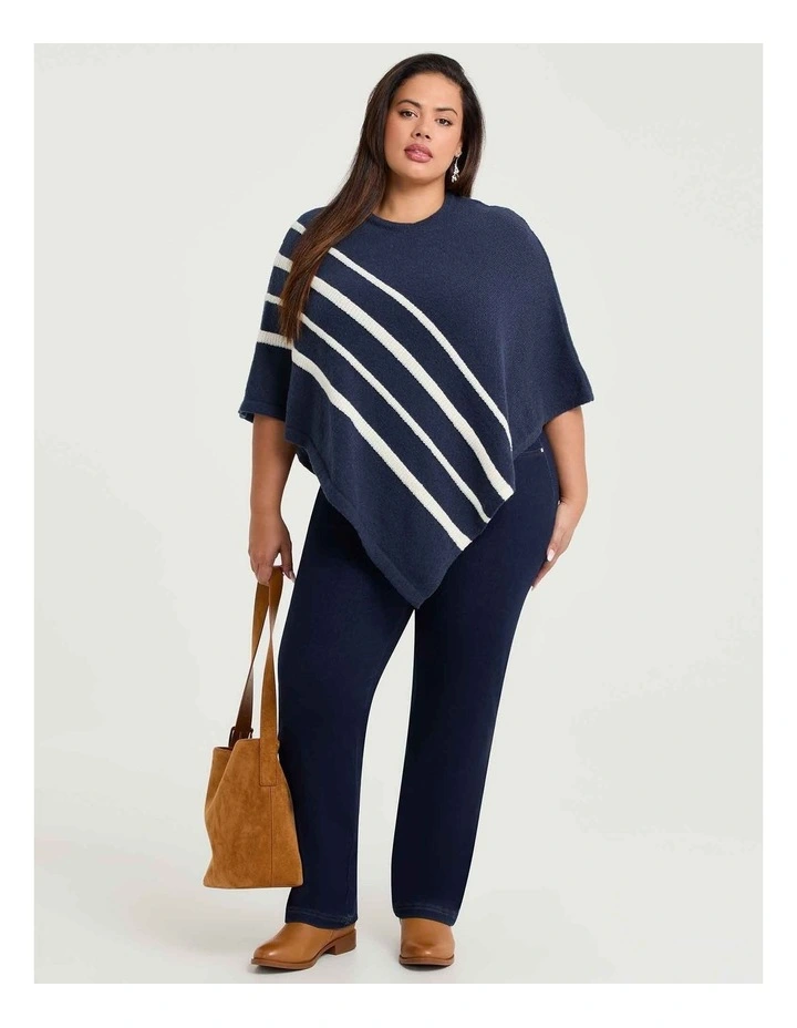 Casual Striped Poncho in Navy and White image 4