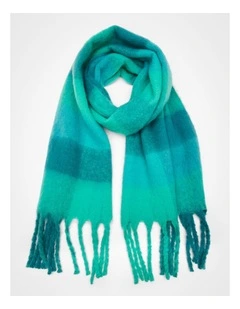 Greens Check Fuzzy Scarf in Green