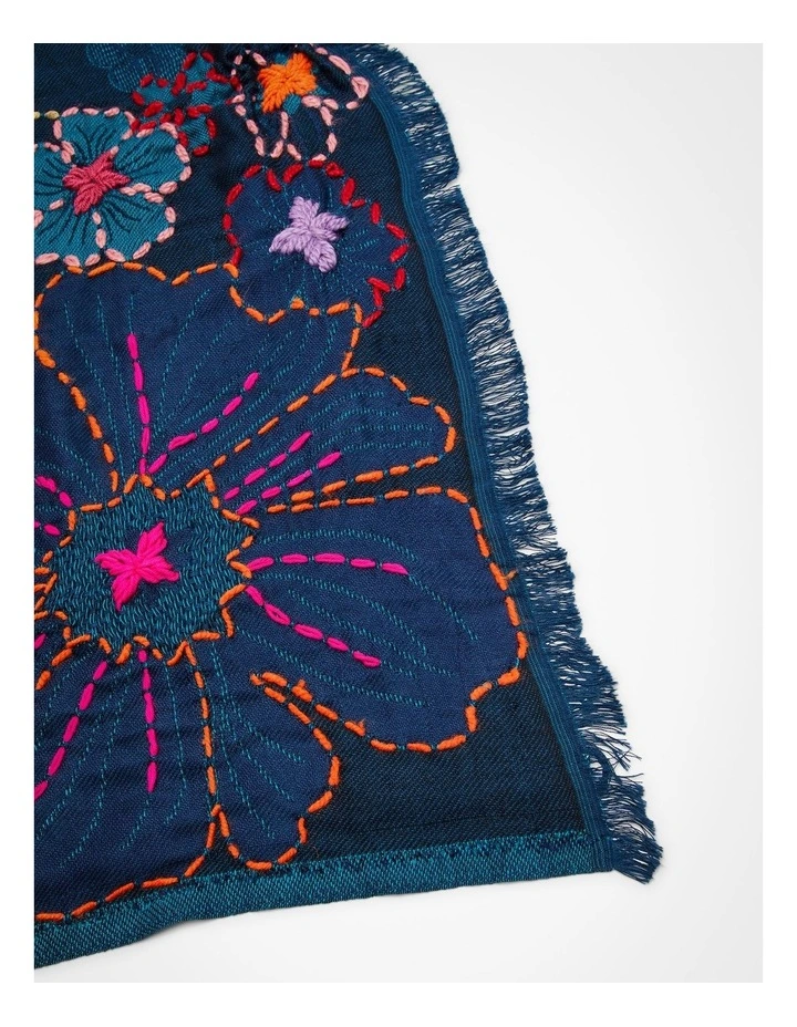 Neon Floral Embroidered Scarf Multi image 4