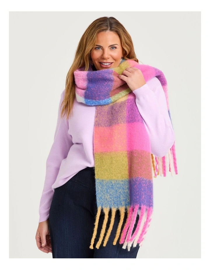 Autumn Warm Check Scarf in Multi image 2