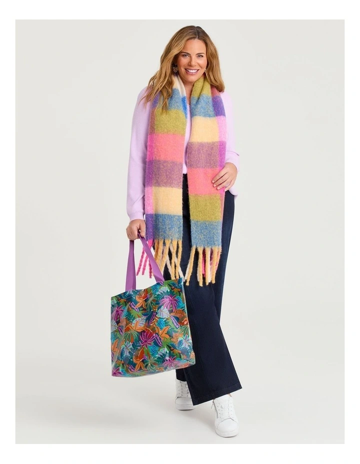 Autumn Warm Check Scarf in Multi image 4