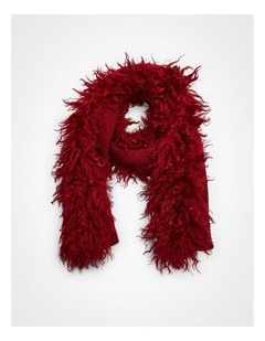 Shaggy Statement Scarf in Red