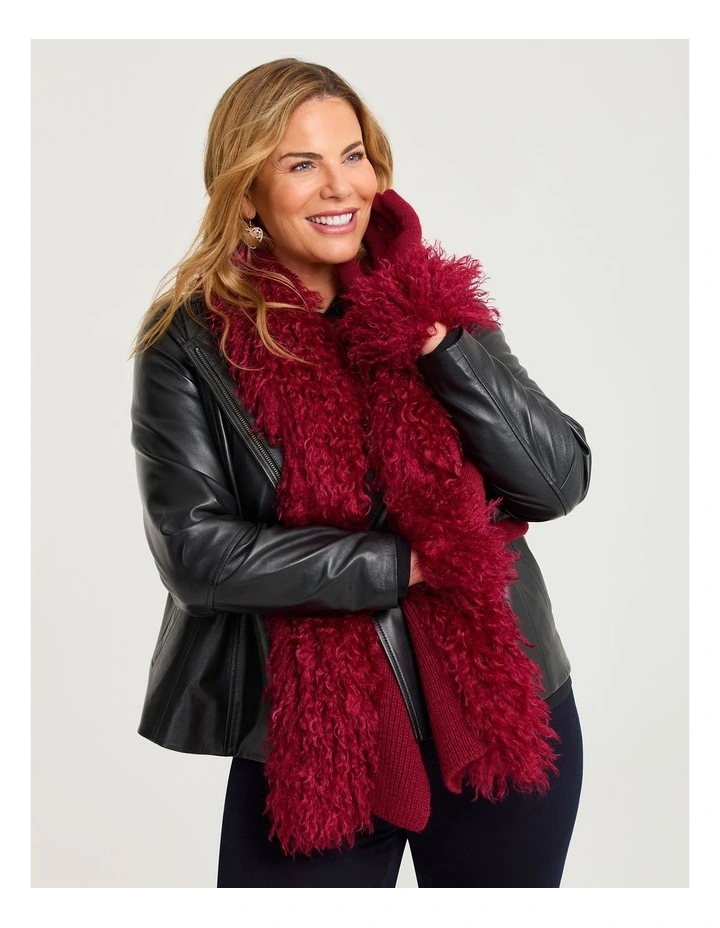 Shaggy Statement Scarf in Red image 2