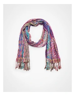 Shirred Jacquard Scarf in Multi Spot Print