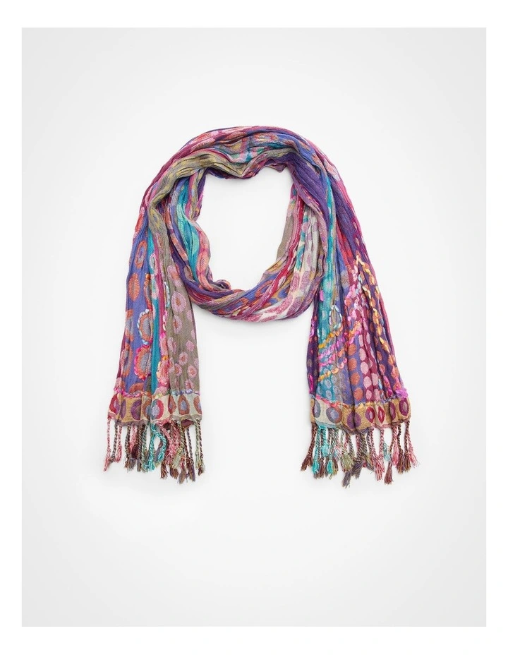 Shirred Jacquard Scarf in Multi Spot Print image 1